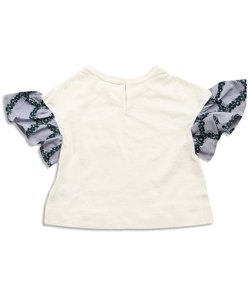 apres les cours（アプレレクール）の「フラワーチェック袖切替Ｔシャツ（Tシャツ/カットソー・キッズ・マスタード/ネイビー/オフホワイト・130/110/90/140/80/100/120）」の9枚目の写真