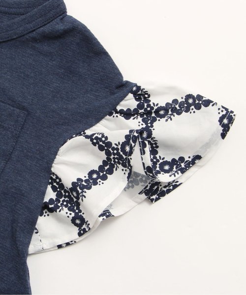 apres les cours（アプレレクール）の「フラワーチェック袖切替Ｔシャツ（Tシャツ/カットソー・キッズ・マスタード/ネイビー/オフホワイト・130/110/90/140/80/100/120）」の15枚目の写真