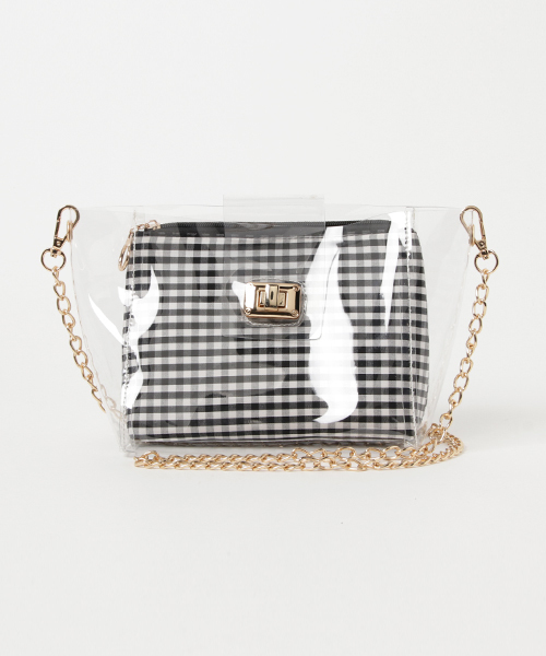 WEGO（ウィゴー）の「WEGO/ポーチ付きクリアショルダーバッグ（ショルダーバッグ・レディース・シルバー/その他1/ブラック系その他・FREE）」の13枚目の写真