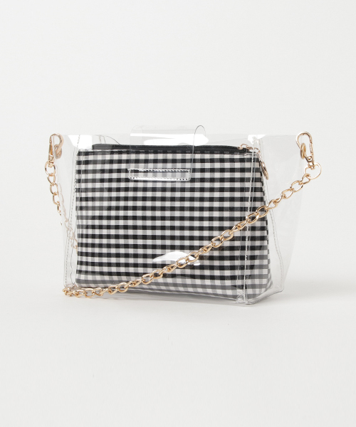 WEGO（ウィゴー）の「WEGO/ポーチ付きクリアショルダーバッグ（ショルダーバッグ・レディース・シルバー/その他1/ブラック系その他・FREE）」の5枚目の写真