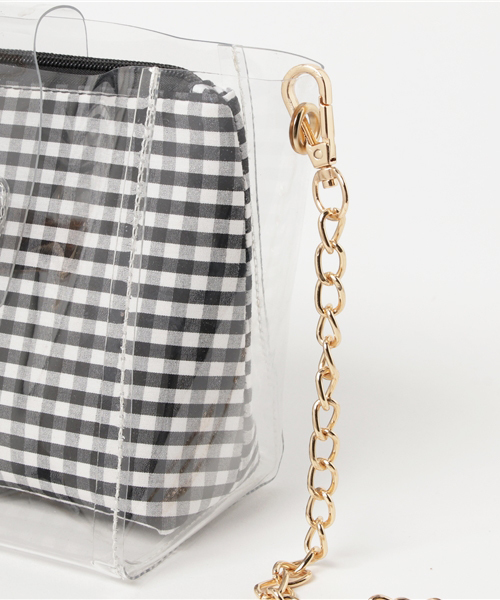 WEGO（ウィゴー）の「WEGO/ポーチ付きクリアショルダーバッグ（ショルダーバッグ・レディース・シルバー/その他1/ブラック系その他・FREE）」の7枚目の写真