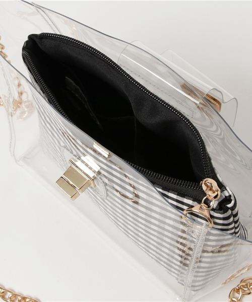 WEGO（ウィゴー）の「WEGO/ポーチ付きクリアショルダーバッグ（ショルダーバッグ・レディース・シルバー/その他1/ブラック系その他・FREE）」の8枚目の写真