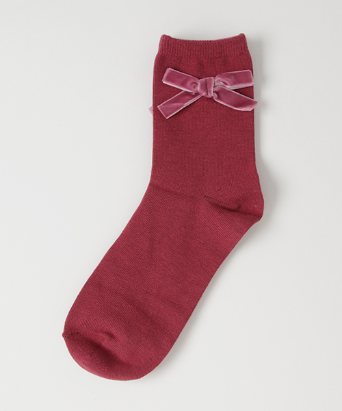 WEGO(ウィゴー)の「WEGO/ダスティカラーベロアリボンソックス(ソックス/靴下・レディース・グレー/ピンク/パープル・FREE)」の3枚目の写真