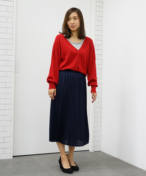 earth music&ecology(アースミュージックアンドエコロジー)の「ガンガンカーディガン Vネック(カーディガン/ボレロ・レディース・ブラック/グレイッシュベージュ/ブルーグリーン/マスタード/ライトグレー/レッド・FREE)」の14枚目の写真