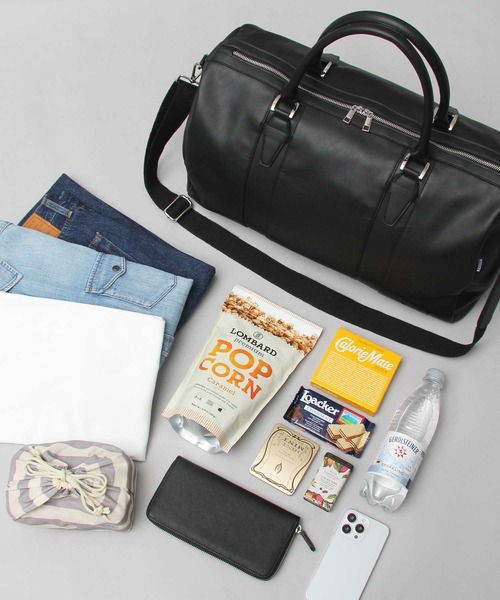 選べる2サイズ 小さめ 大容量 フェイクレザー ボストンバッグ