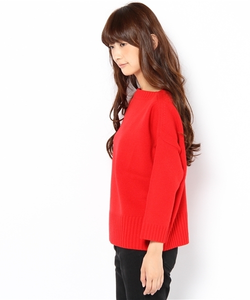 Demi-Luxe BEAMS（デミルクス ビームス）の「□Traditional Weatherwear / ウール ボートネック プルオーバー（ニット/セーター・レディース・レッド/ネイビー・ONE SIZE）」の3枚目の写真