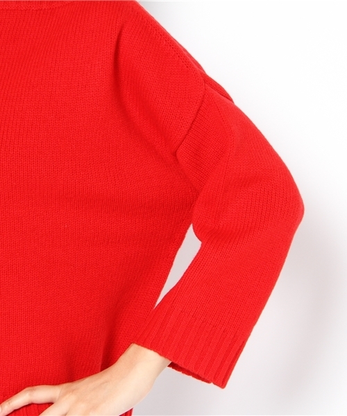 Demi-Luxe BEAMS（デミルクス ビームス）の「□Traditional Weatherwear / ウール ボートネック プルオーバー（ニット/セーター・レディース・レッド/ネイビー・ONE SIZE）」の6枚目の写真