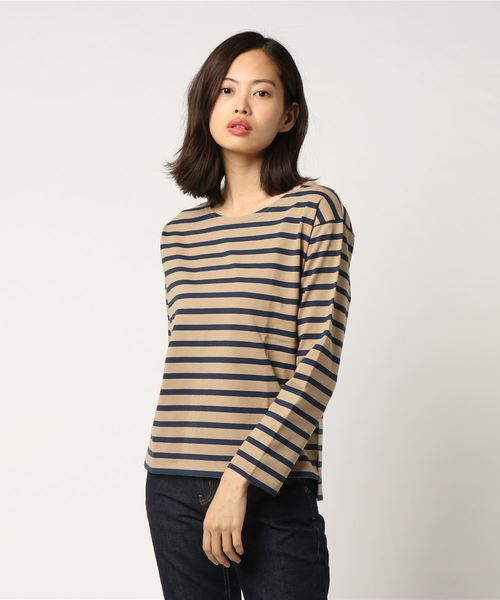 Samansa Mos2 blue（サマンサモスモスブルー）の「バスクシャツ（Tシャツ/カットソー・レディース・キナリ/グレー/ブルー/ネイビー/キャメル/ピンク・MEDIUM/LARGE）」の5枚目の写真