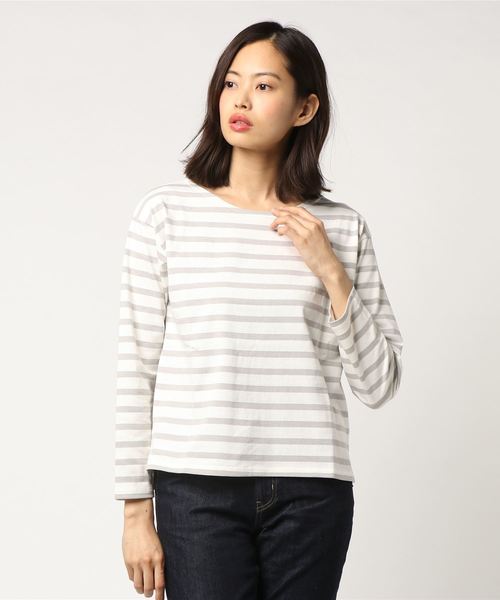 Samansa Mos2 blue（サマンサモスモスブルー）の「バスクシャツ（Tシャツ/カットソー・レディース・キナリ/グレー/ブルー/ネイビー/キャメル/ピンク・MEDIUM/LARGE）」の2枚目の写真