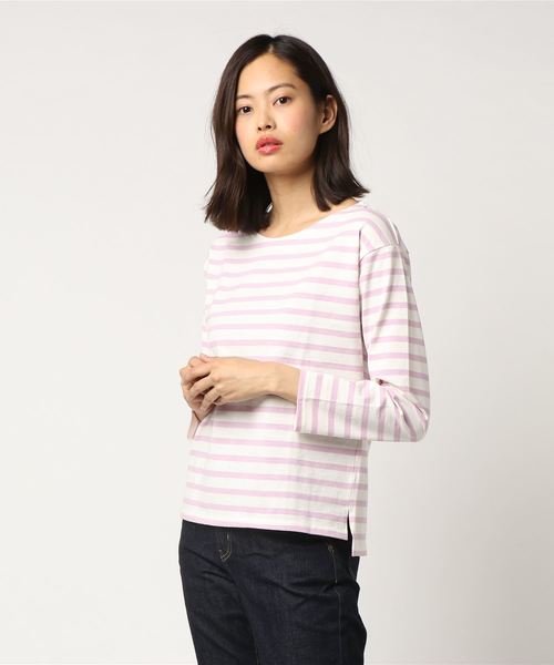 Samansa Mos2 blue（サマンサモスモスブルー）の「バスクシャツ（Tシャツ/カットソー・レディース・キナリ/グレー/ブルー/ネイビー/キャメル/ピンク・MEDIUM/LARGE）」の6枚目の写真