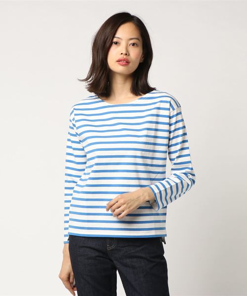 Samansa Mos2 blue（サマンサモスモスブルー）の「バスクシャツ（Tシャツ/カットソー・レディース・キナリ/グレー/ブルー/ネイビー/キャメル/ピンク・MEDIUM/LARGE）」の4枚目の写真