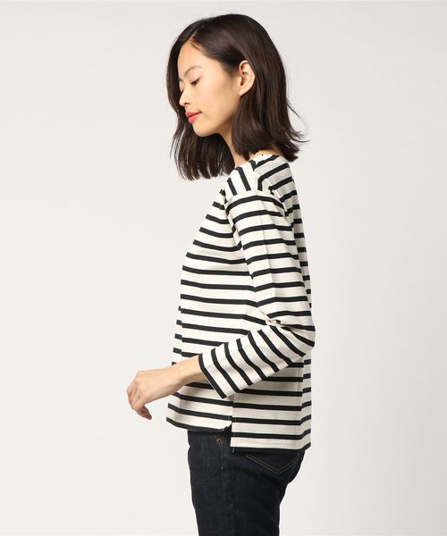 Samansa Mos2 blue（サマンサモスモスブルー）の「バスクシャツ（Tシャツ/カットソー・レディース・キナリ/グレー/ブルー/ネイビー/キャメル/ピンク・MEDIUM/LARGE）」の7枚目の写真