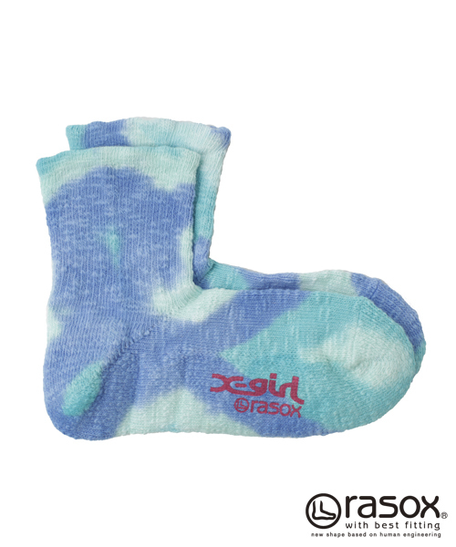 X-girl（エックスガール）の「X-girl rasox CAMOUFLAGE（ソックス/靴下・レディース・グリーン/ブルー/ピンク・ONE SIZE）」の2枚目の写真