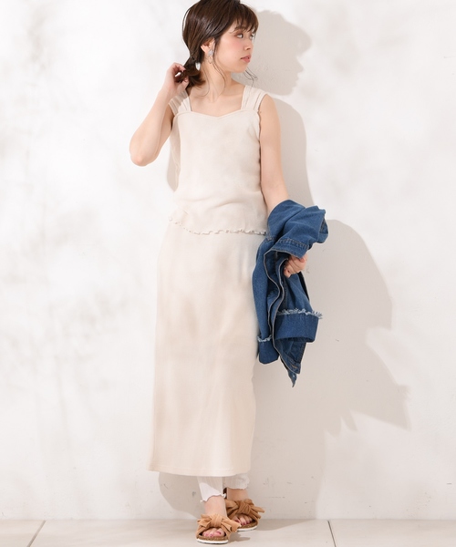 natural couture（ナチュラルクチュール）の「ワッフルロングスカート（スカート・レディース・ブラック/レッド/アイボリー/トップグレー/ピンクベージュ・FREE）」の15枚目の写真