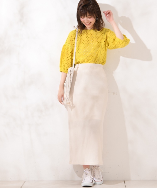 natural couture（ナチュラルクチュール）の「ワッフルロングスカート（スカート・レディース・ブラック/レッド/アイボリー/トップグレー/ピンクベージュ・FREE）」の12枚目の写真