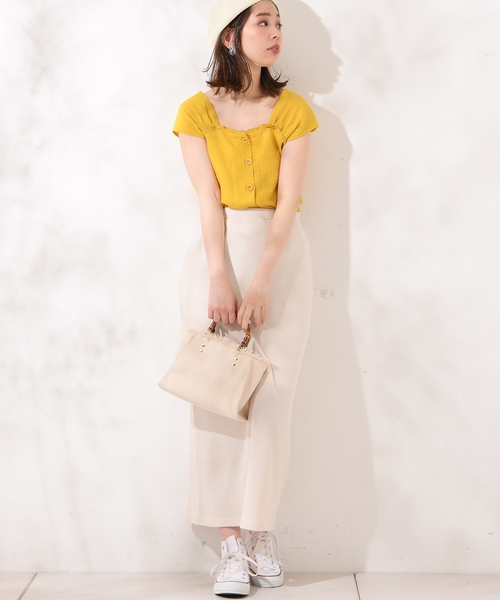 natural couture（ナチュラルクチュール）の「ワッフルロングスカート（スカート・レディース・ブラック/レッド/アイボリー/トップグレー/ピンクベージュ・FREE）」の6枚目の写真