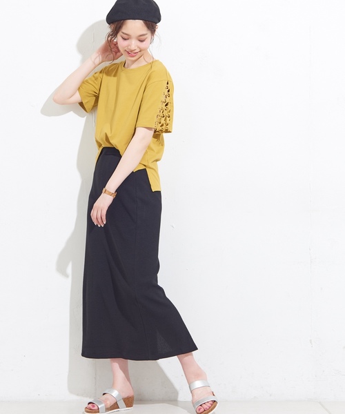 natural couture（ナチュラルクチュール）の「ワッフルロングスカート（スカート・レディース・ブラック/レッド/アイボリー/トップグレー/ピンクベージュ・FREE）」の21枚目の写真