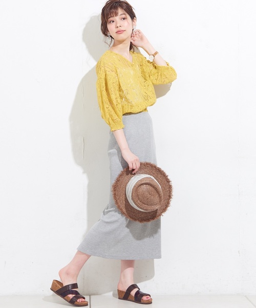 natural couture（ナチュラルクチュール）の「ワッフルロングスカート（スカート・レディース・ブラック/レッド/アイボリー/トップグレー/ピンクベージュ・FREE）」の16枚目の写真