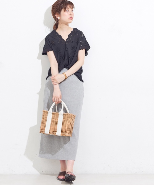 natural couture（ナチュラルクチュール）の「ワッフルロングスカート（スカート・レディース・ブラック/レッド/アイボリー/トップグレー/ピンクベージュ・FREE）」の7枚目の写真