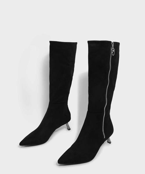 CHARLES & KEITH(チャールズ & キース)の「スラントヒールニーブーツ / SLANT HEEL KNEE BOOTS(ブーツ・レディース・ブラック/ダークブルー・22.5cm/23cm/23.5cm/24.5cm/25cm/25.5cm)」の3枚目の写真