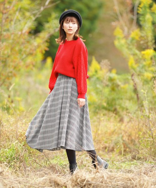 rps（アールピーエス）の「チェックたっぷりフレアースカート（スカート・レディース・ブラック/グリーン/イエロー・M）」の7枚目の写真