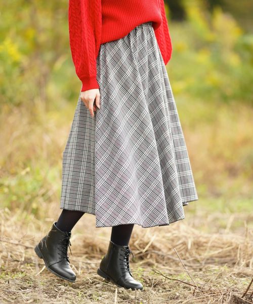 rps（アールピーエス）の「チェックたっぷりフレアースカート（スカート・レディース・ブラック/グリーン/イエロー・M）」の4枚目の写真