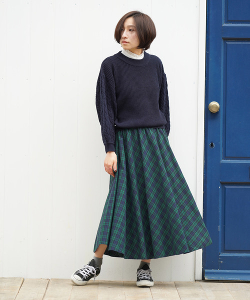 rps（アールピーエス）の「チェックたっぷりフレアースカート（スカート・レディース・ブラック/グリーン/イエロー・M）」の9枚目の写真