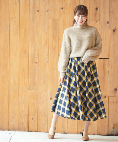 rps（アールピーエス）の「チェックたっぷりフレアースカート（スカート・レディース・ブラック/グリーン/イエロー・M）」の12枚目の写真