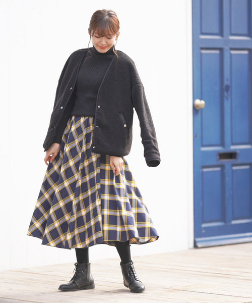 rps（アールピーエス）の「チェックたっぷりフレアースカート（スカート・レディース・ブラック/グリーン/イエロー・M）」の14枚目の写真