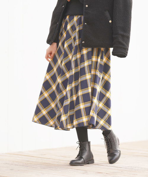 rps（アールピーエス）の「チェックたっぷりフレアースカート（スカート・レディース・ブラック/グリーン/イエロー・M）」の15枚目の写真