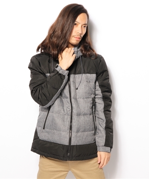 GIORDANO(ジョルダーノ)の「撥水ブロッキングフーデッドダウンジャケット(ダウンジャケット/コート・メンズ・グレー/ネイビー・MEDIUM/LARGE/X-LARGE)」の2枚目の写真