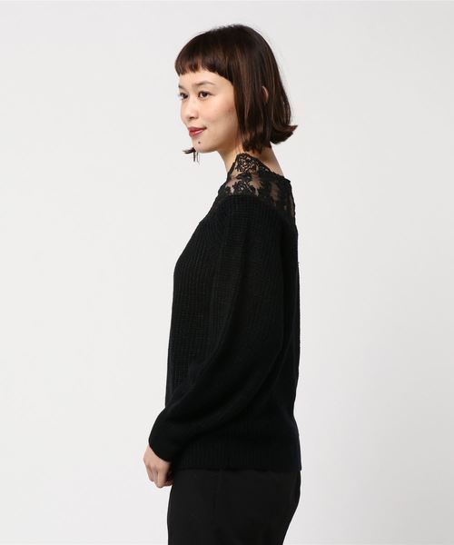 LUGG NAGG(ラグナグ)の「【Jewelobe/ ジュエローブ】 レース切替ニットトップス(ニット/セーター・レディース・ブラック/オフホワイト/ピンク/ブルー・FREE)」の5枚目の写真