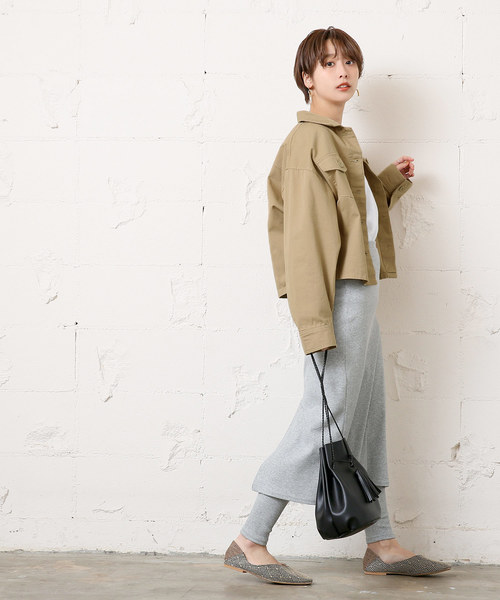 coca（coca）（コカ）の「ステンカラーショート丈ミリタリージャケット（ミリタリージャケット・レディース・ベージュ/カーキ・ONE SIZE）」の4枚目の写真