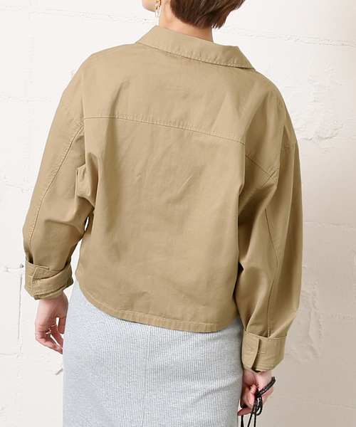 coca（coca）（コカ）の「ステンカラーショート丈ミリタリージャケット（ミリタリージャケット・レディース・ベージュ/カーキ・ONE SIZE）」の7枚目の写真