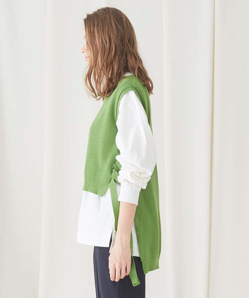 STUDIOUS(ステュディオス)の「【STUDIOUS】Ny/C レースアップ ニットベスト(ベスト・レディース・ホワイト/ブラック/ライトグリーン・FREE)」の7枚目の写真