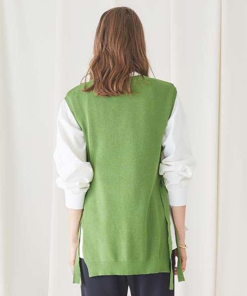 STUDIOUS(ステュディオス)の「【STUDIOUS】Ny/C レースアップ ニットベスト(ベスト・レディース・ホワイト/ブラック/ライトグリーン・FREE)」の5枚目の写真