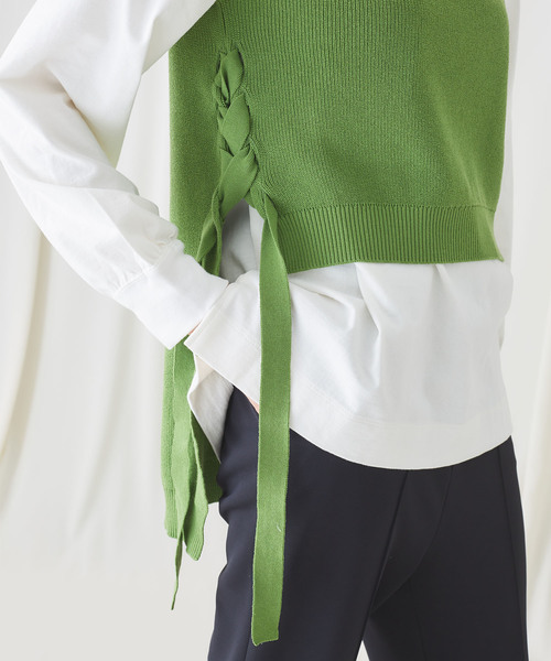 STUDIOUS(ステュディオス)の「【STUDIOUS】Ny/C レースアップ ニットベスト(ベスト・レディース・ホワイト/ブラック/ライトグリーン・FREE)」の20枚目の写真