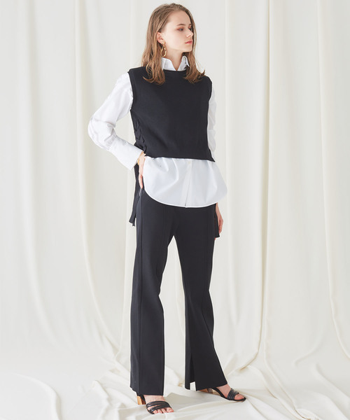 STUDIOUS(ステュディオス)の「【STUDIOUS】Ny/C レースアップ ニットベスト(ベスト・レディース・ホワイト/ブラック/ライトグリーン・FREE)」の12枚目の写真