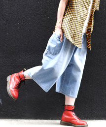 BEATJIVE | ユーズド加工 ポケット付きハーフパンツ カーゴタイプ デニム(カーゴパンツ)