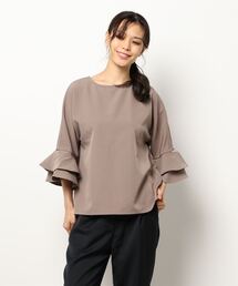 ウォッシャブルカットジョーゼットTブラウス
