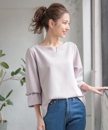 ウォッシャブルカットジョーゼットTブラウス