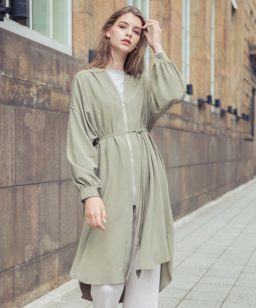 DouDou（ドゥドゥ）の「フロントジップギャザーシャツ（シャツ/ブラウス・レディース・ベージュ/カーキ/ピンク・FREE）」の2枚目の写真