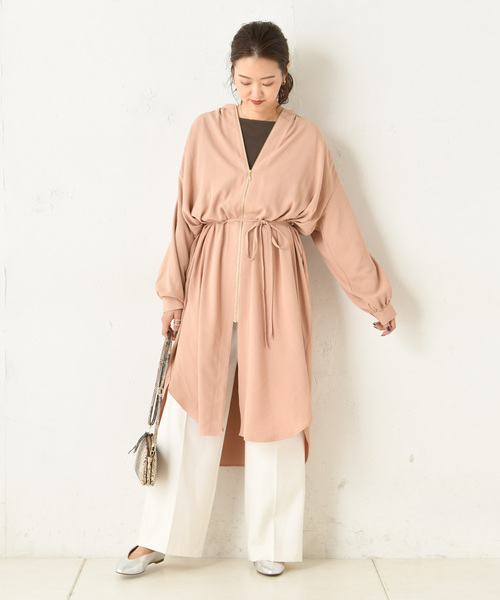 DouDou（ドゥドゥ）の「フロントジップギャザーシャツ（シャツ/ブラウス・レディース・ベージュ/カーキ/ピンク・FREE）」の15枚目の写真