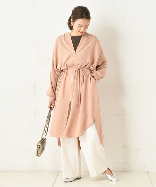 DouDou（ドゥドゥ）の「フロントジップギャザーシャツ（シャツ/ブラウス・レディース・ベージュ/カーキ/ピンク・FREE）」の14枚目の写真