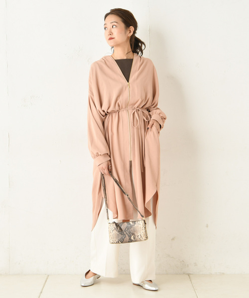 DouDou（ドゥドゥ）の「フロントジップギャザーシャツ（シャツ/ブラウス・レディース・ベージュ/カーキ/ピンク・FREE）」の12枚目の写真