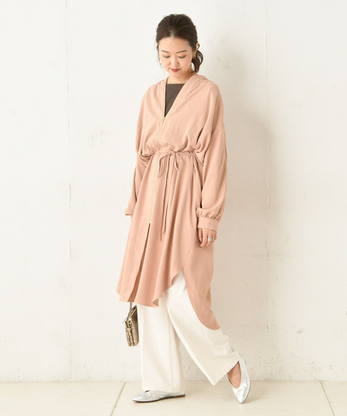 DouDou（ドゥドゥ）の「フロントジップギャザーシャツ（シャツ/ブラウス・レディース・ベージュ/カーキ/ピンク・FREE）」の10枚目の写真