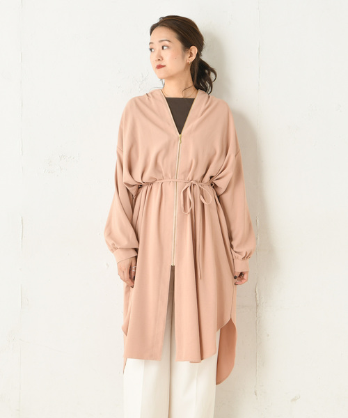 DouDou（ドゥドゥ）の「フロントジップギャザーシャツ（シャツ/ブラウス・レディース・ベージュ/カーキ/ピンク・FREE）」の9枚目の写真