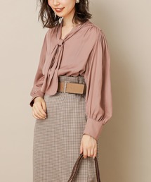 natural couture | とろみサテン大人のボウタイブラウス(シャツ/ブラウス)