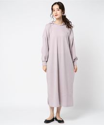 起毛リブフーディサイドスリットワンピース