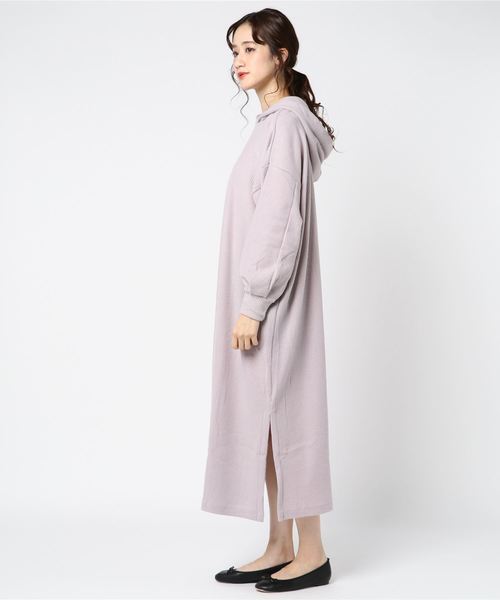STYLEBLOCK（スタイルブロック）の「起毛リブフーディサイドスリットワンピース（ワンピース・レディース・ブラック/アイボリー/ラベンダー/キャメル・M）」の5枚目の写真